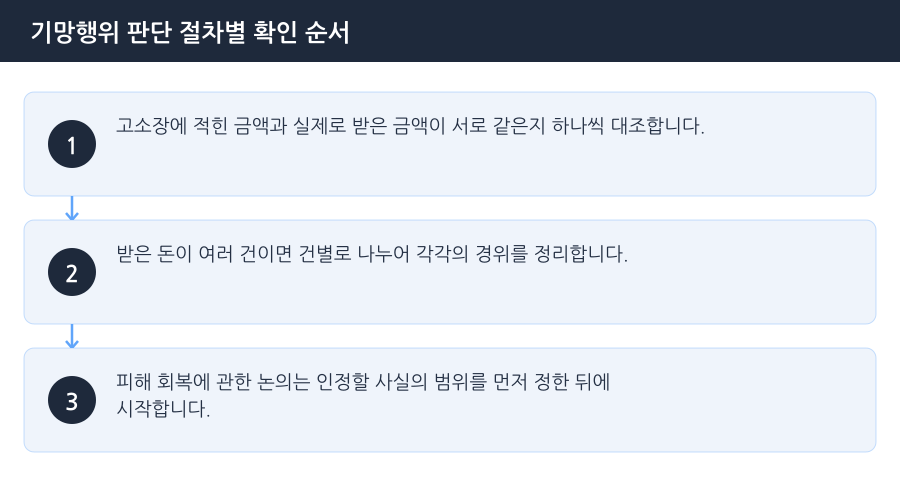 기망행위 판단 절차별 확인 순서 흐름도 — 부천사기죄변호사
