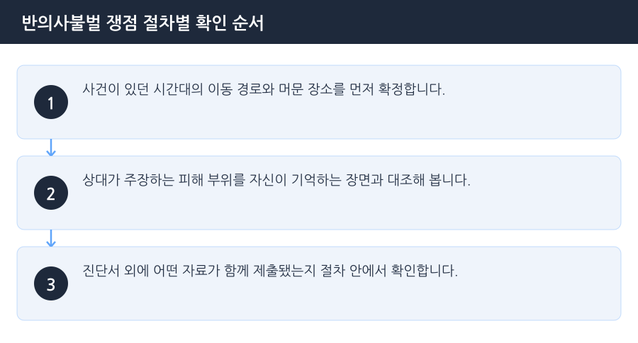 반의사불벌 쟁점 절차별 확인 순서 흐름도 — 인천데이트폭력변호사