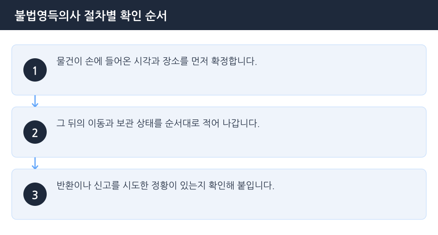 불법영득의사 절차별 확인 순서 흐름도 — 인천절도변호사