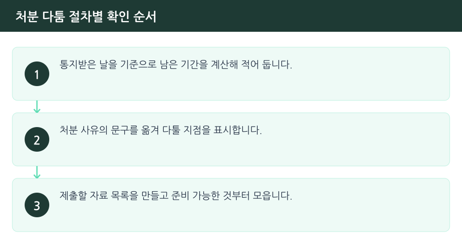 처분 다툼 절차별 확인 순서 흐름도 — 시흥면허취소구제변호사